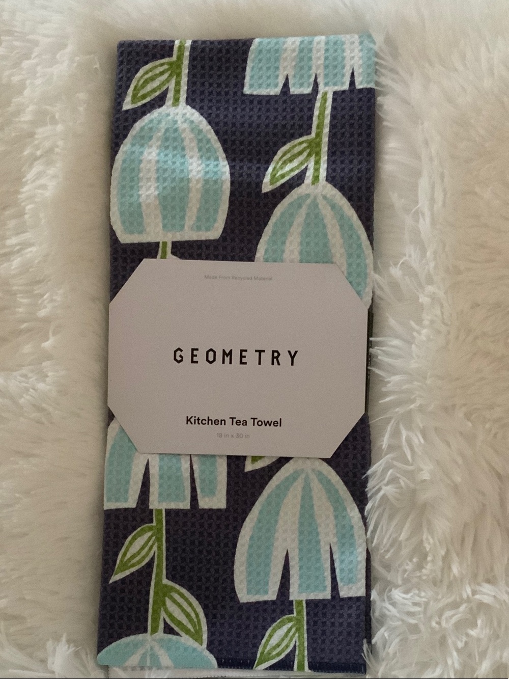 Geometry Kitchen Tea Towel - Blue Floral Print